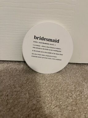 Bridesmaid Round White Coaster